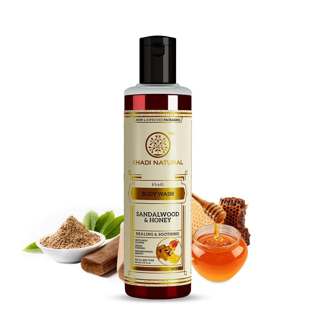 

Khadi Natural Sandalwood & Honey Body Wash 210ml Pack of 1 | Gentle Hydrating Shower Gel for Soft Smooth Skin