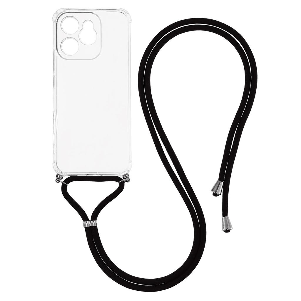 For Honor 400 Lite 5G Case Reinforced Corner TPU Clear Phone Cover with Lanyard