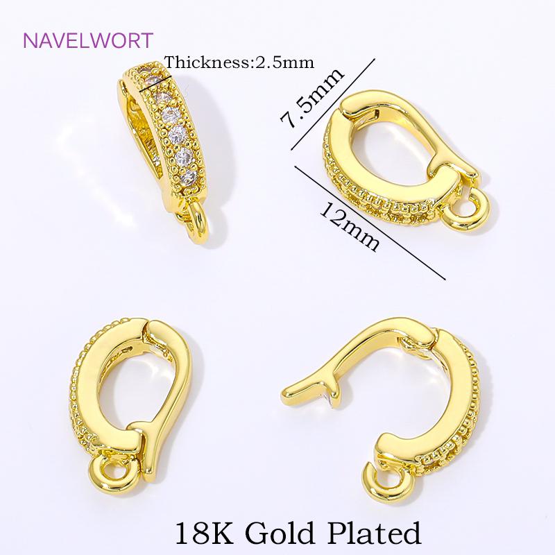 

18K Gold Plated Hinged Pendant Enhancer For Necklace Making Supplies Inlaid Zircon Pendant Bail Clasp DIY Jewelry Accessories 4 pieces