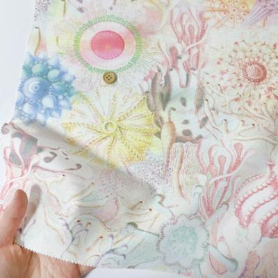 ST1157 Tecido de Folha Real Touch com Estampa de Coral e Oceano para Made in 22A nora. Artesanato, Algodão, Japão, Rosa, Pré-Cortado,