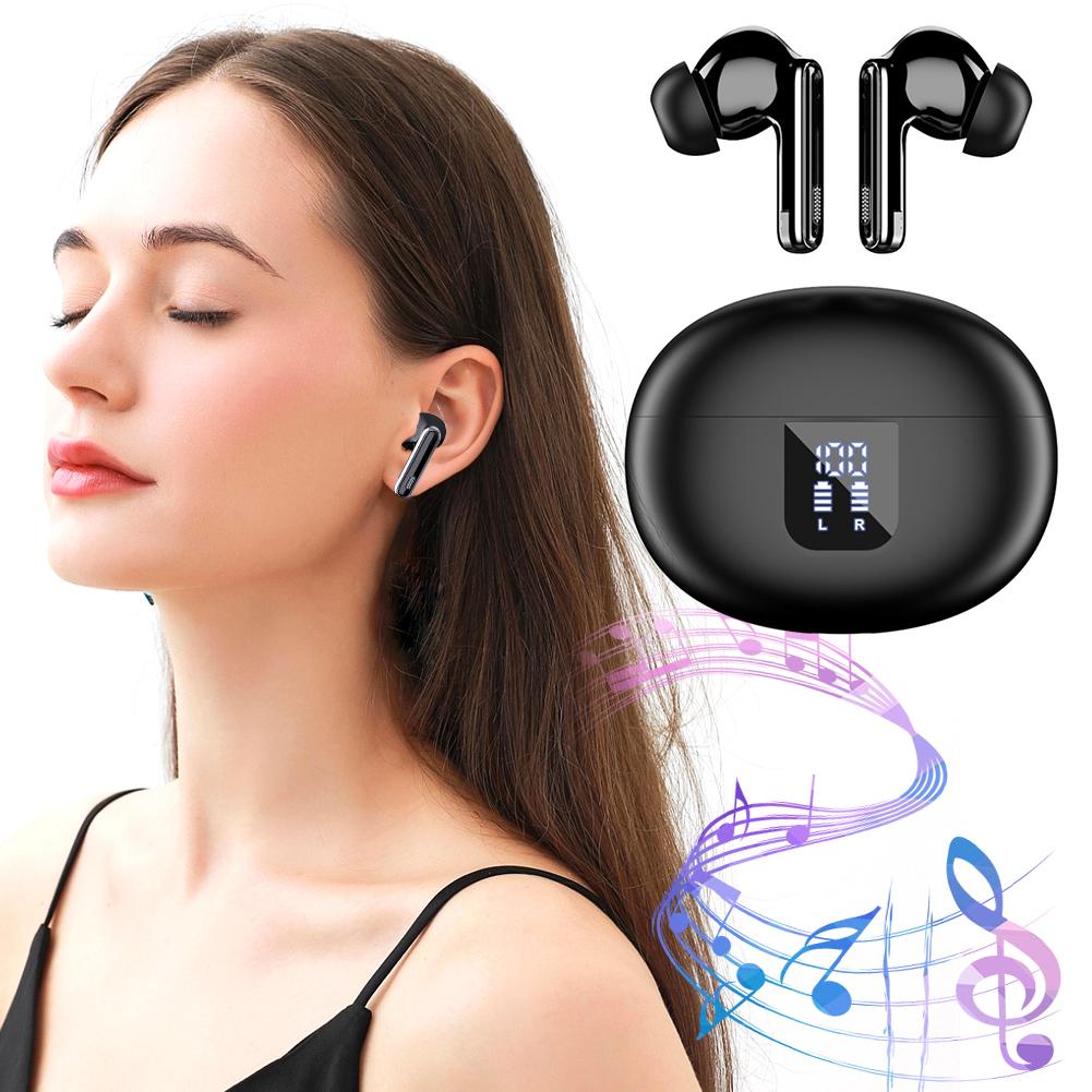Bluetooth-Compatible 5.4 Headphones Noise Cancelling Digital Display Earbuds Smart Headphones for Running Gym Workout