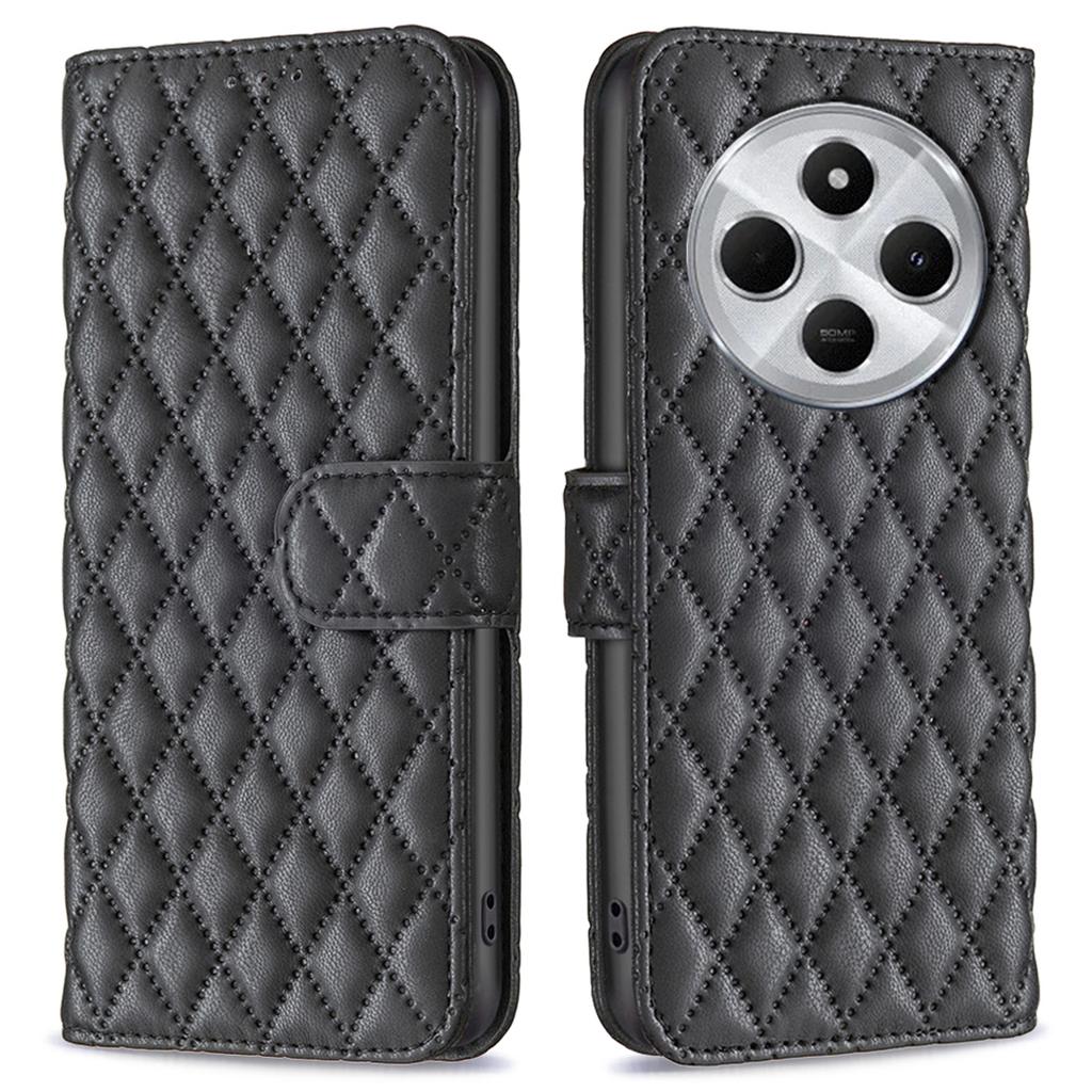 BINFEN COLOR BF Style-14 For Xiaomi Poco C75 4G/Redmi 14R 5G/14C 4G Case Rhombus Phone Leather Cover Stand