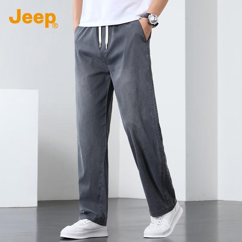 Jeep Men's Lyocell Blend Summer Casual Straight-Leg Pants