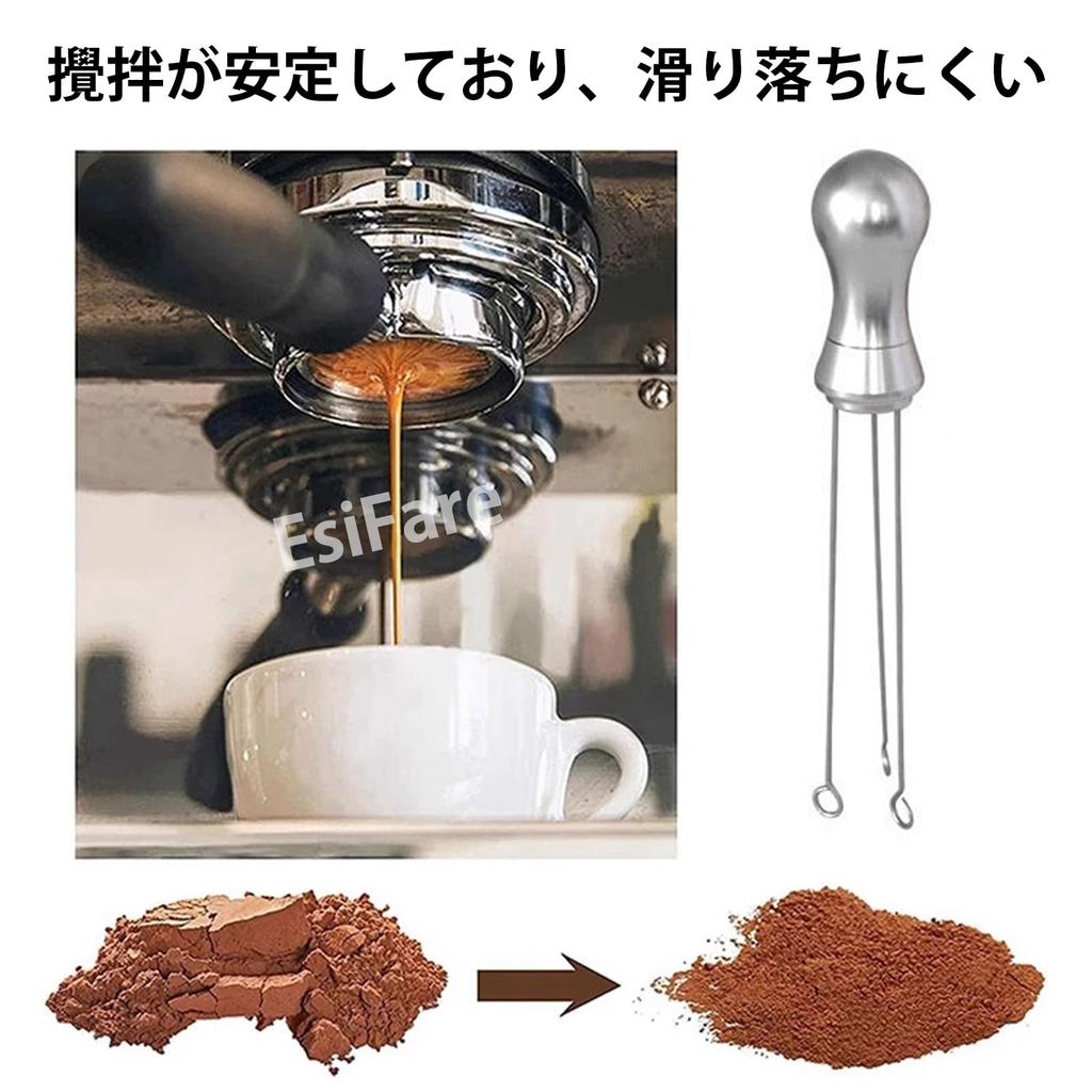 EsiFare Espresso Needle, Stainless Steel, 3-Needle Espresso Needle Dispenser, Coffee Powder, Espresso Powder Muddler, Detachable Arc Design,