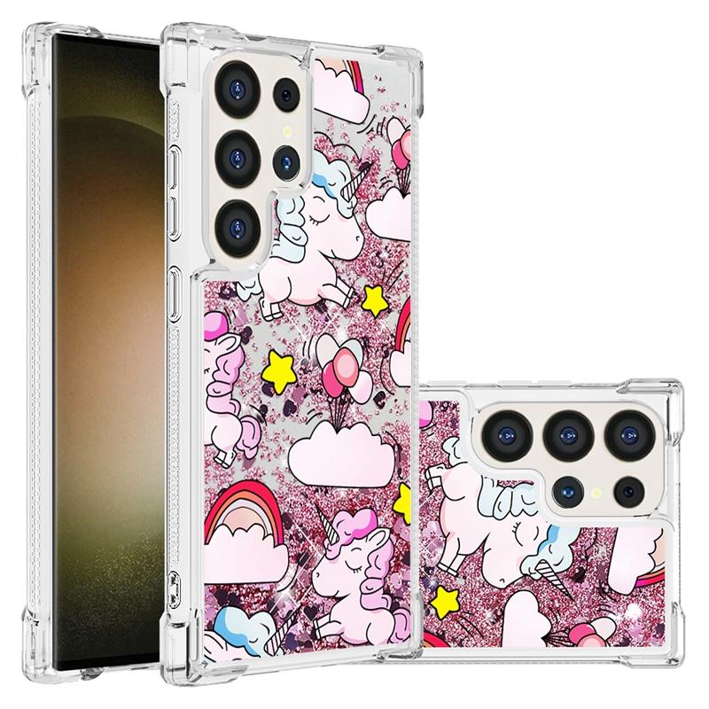 For Galaxy S24 Ultra Case Cartoon Painted Quicksand Liquid Cover On For Samsung Galaxy S23 S 24 Ultra S24 Plus Phone Case Funda