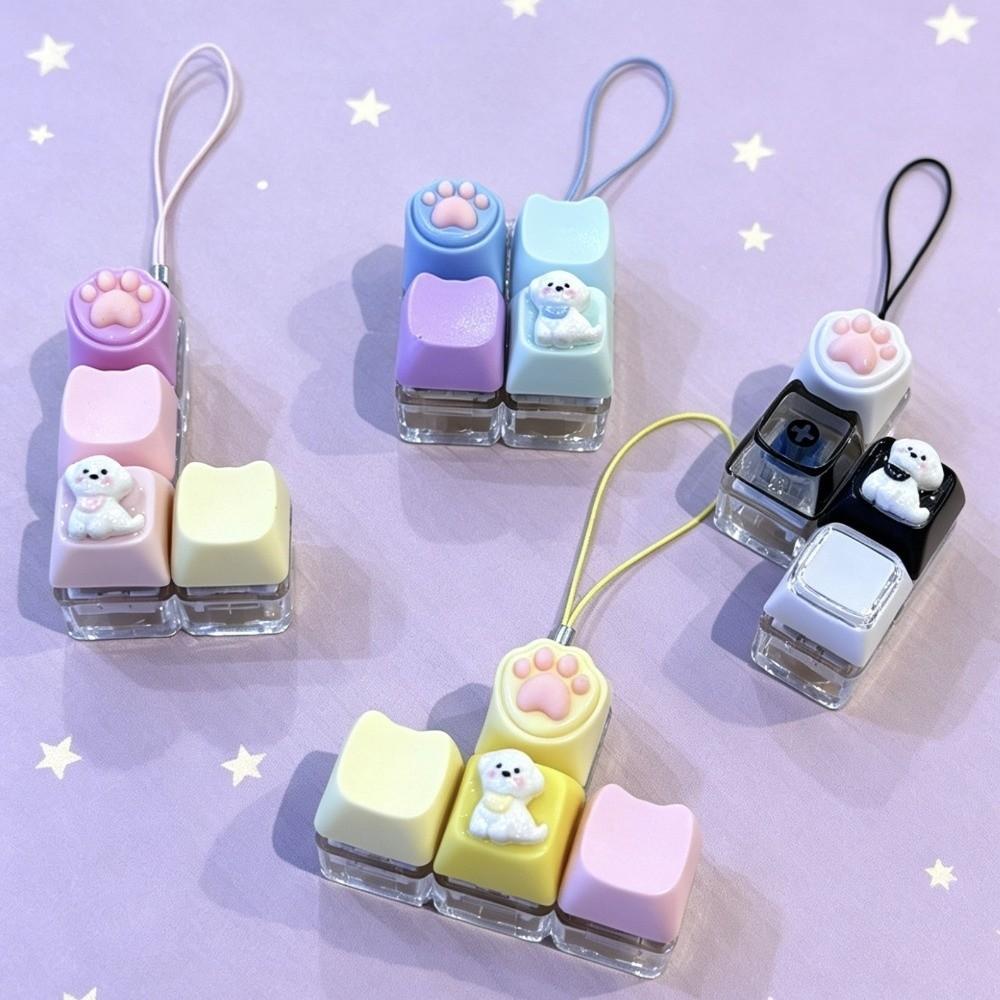 Plastic Fidget Buttons Pendant Cat Paw Fidget Clicker Keychain  Pass The Boring Time