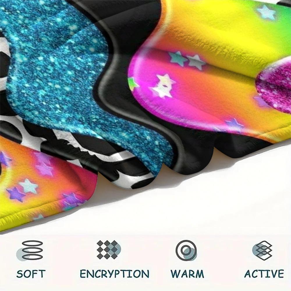 1Pc Rainbow Glitter Print Flannel Blanket, High quality Comfortable for All Seasons, Home Decor, Warmth and Comfort, Perfect for Gifts