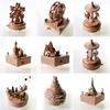 Wooden Carousel Music Box Ornaments Rotatable Hand-cranked Music Box DIY Handmade Birthday Christmas Gift Children’s Toys