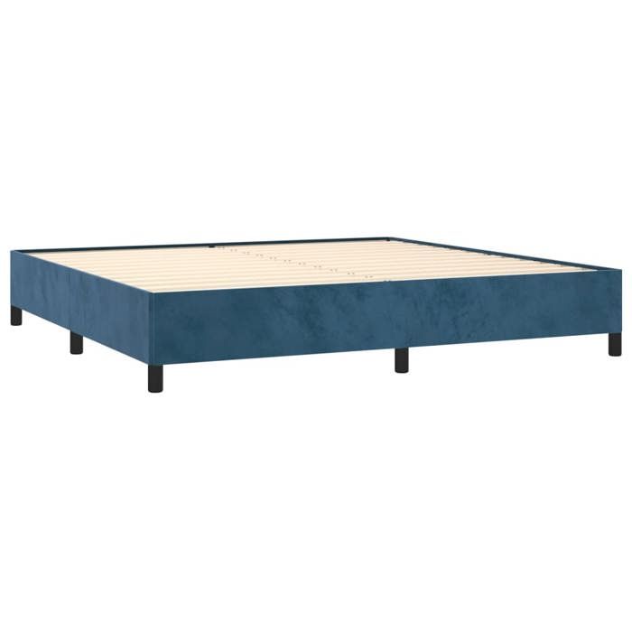 Maison Exclusive - Dark Blue Bed Slat Base and Mattress 200x200cm Velvet