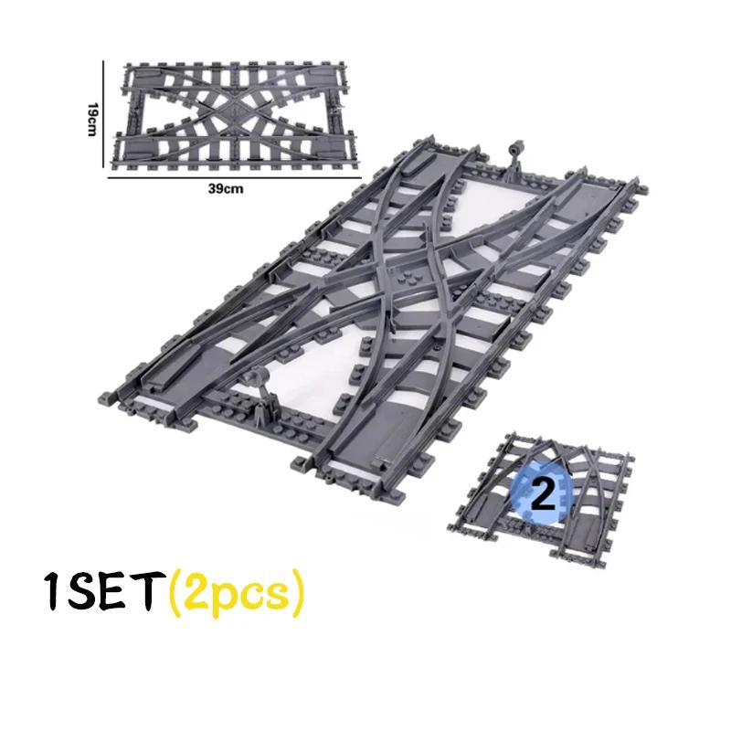NEW City Trains Railway Tracks Flexible Switch Rails Crossing Forked Straight Curved Building Block Bricks Toy Compatible Brand