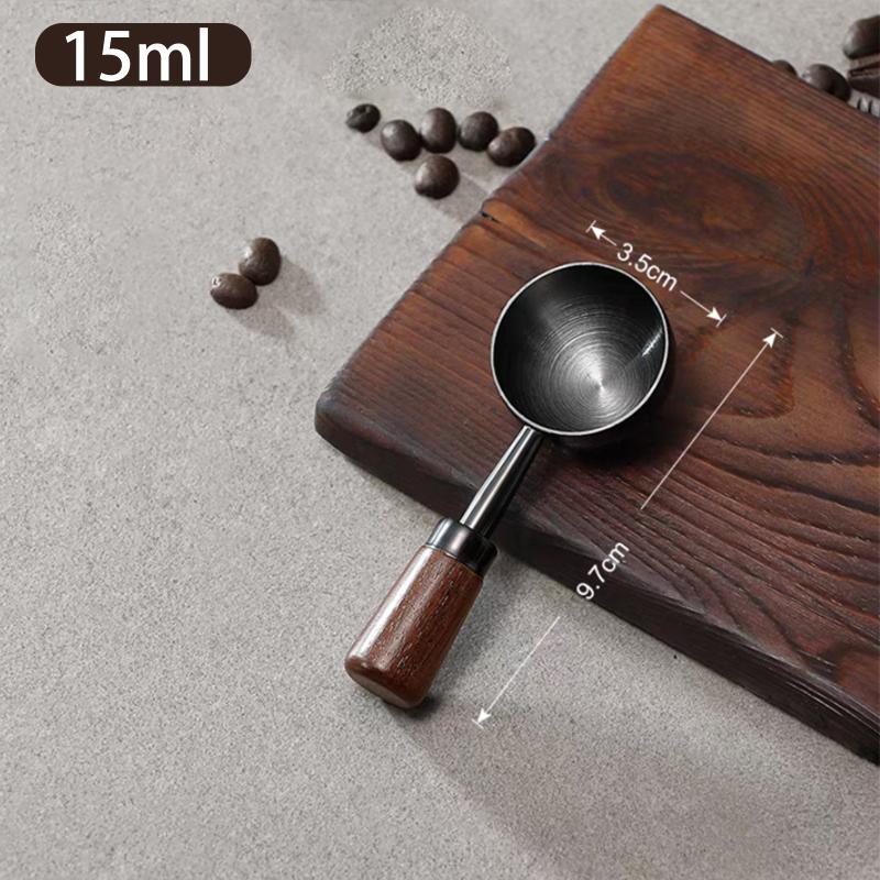 Walnut Wood Coffee Scoop Stainless Steel Long Handle Measuring Spoon For Coffee Tablespoon Kitchen Tool Cafe Accessories