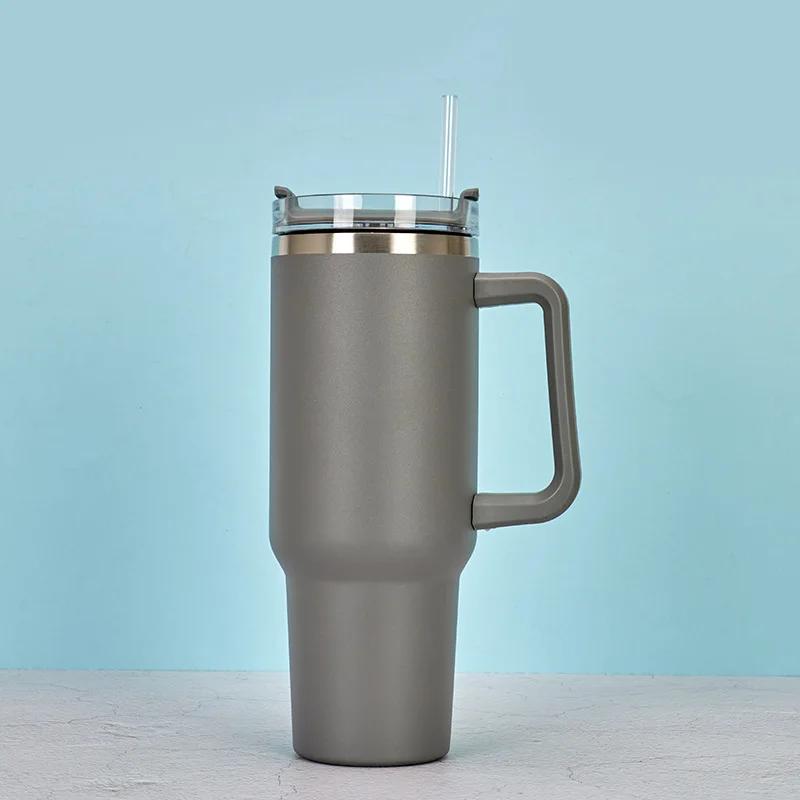 40oz Insulated Stainless Steel Tumbler With Handle Lid Straw Coffee Mug Termos Cup Cold Drink