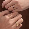 European and American Style Couples' Rings: Imitation Gold with Red Gemstone Alloy Wedding Set