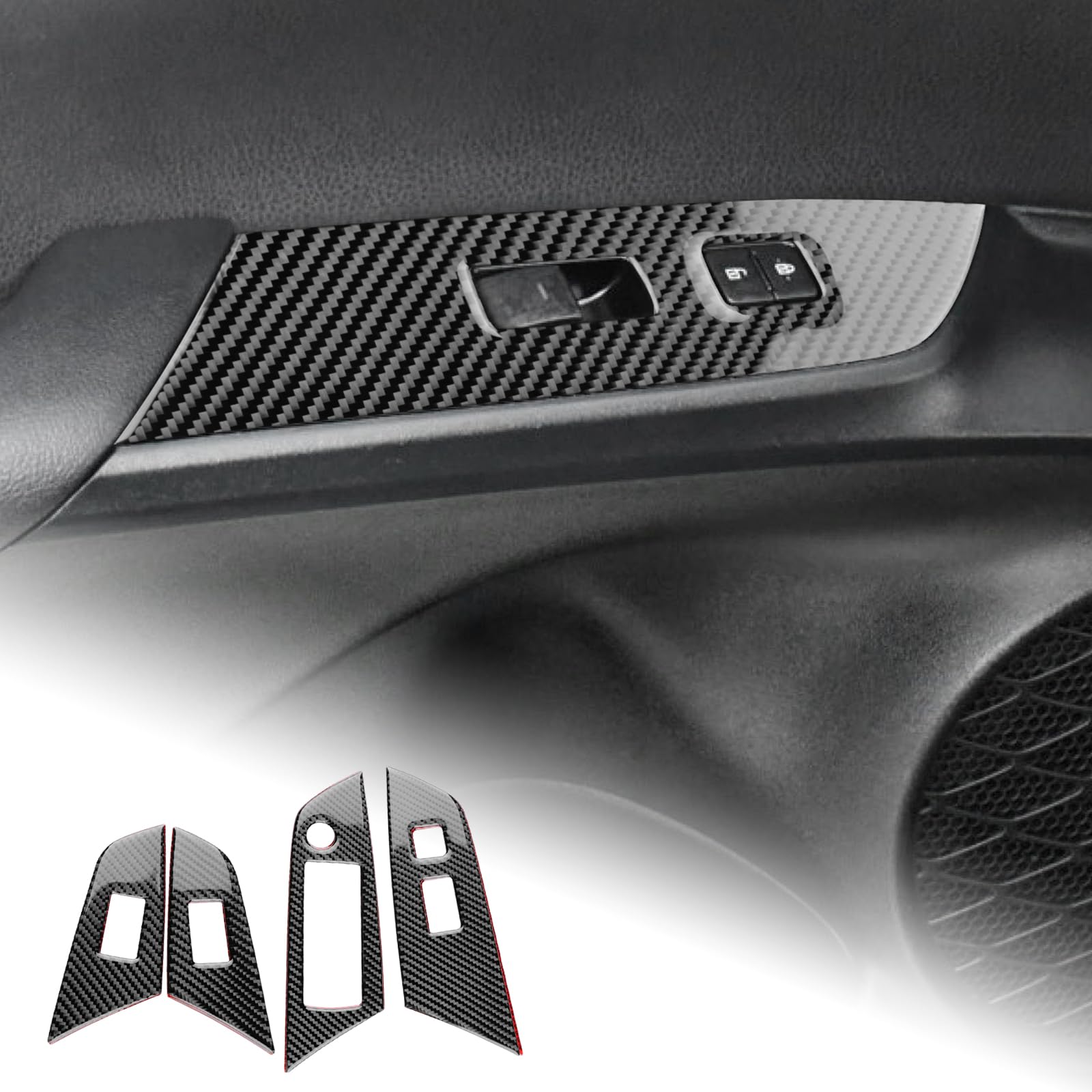 

AIRSPEED Toyota Prius 4th Carbon Fiber Interior Customization Stickers for Car Window Switch Easy Tape Included (50 Series, Generation, 2016-2022) чёрный