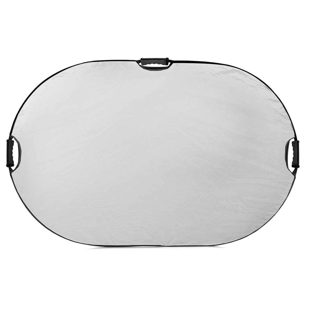 Riflettore Ovale 5 in 1 con Manico, Riflettore Luminoso Pieghevole 60 x 90cm, Tessuto Poliestere Oxford Telaio in ABS Diffusori Argento Oro Bianco Nero per Studio Esterno