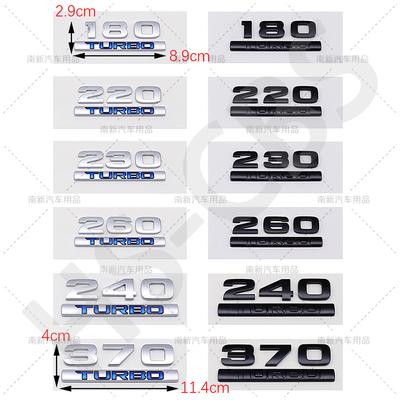 AAYI1 ABS 260 220 370 240 180 230 Letter Turbo Displacement Logo Turbo Rear Trunk Emblem Badge Stickers Accessories Car Styling