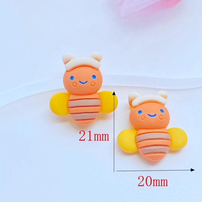 10Pcs New Cute Mini Little Bee Resin Figurine Crafts Flatback Cabochon Ornament Jewelry Making Hairwear Accessories