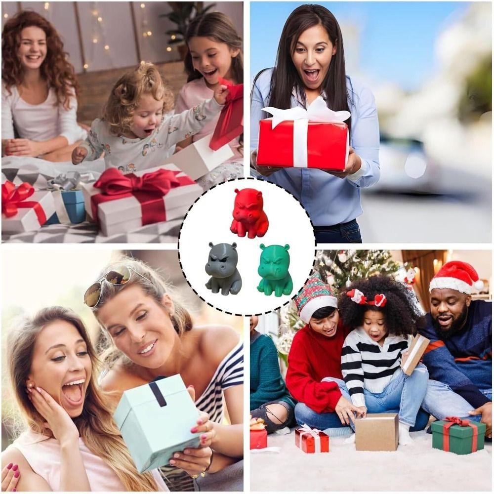 Flexible Miniature Hippo Decoration Gradient Color Angry Little hippo Easter Ornaments