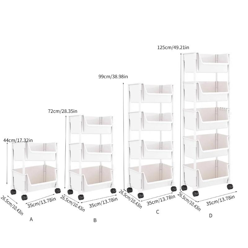 Tragbares schlankes Bücherregal mit beweglichem Regal, tragbares schmales Lagerregal mit Feststellrollen und Haken für enge Räume