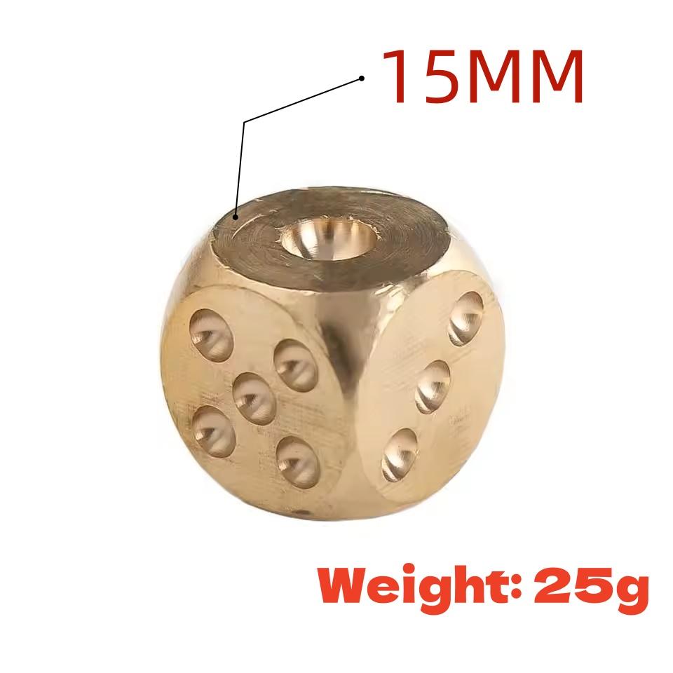 2 Pcs Metal Dice Solid Brass Gold High-Quality 6-Sided Game Dice Hand Polished Stress Relieving Family Gathering Toy 15Mm