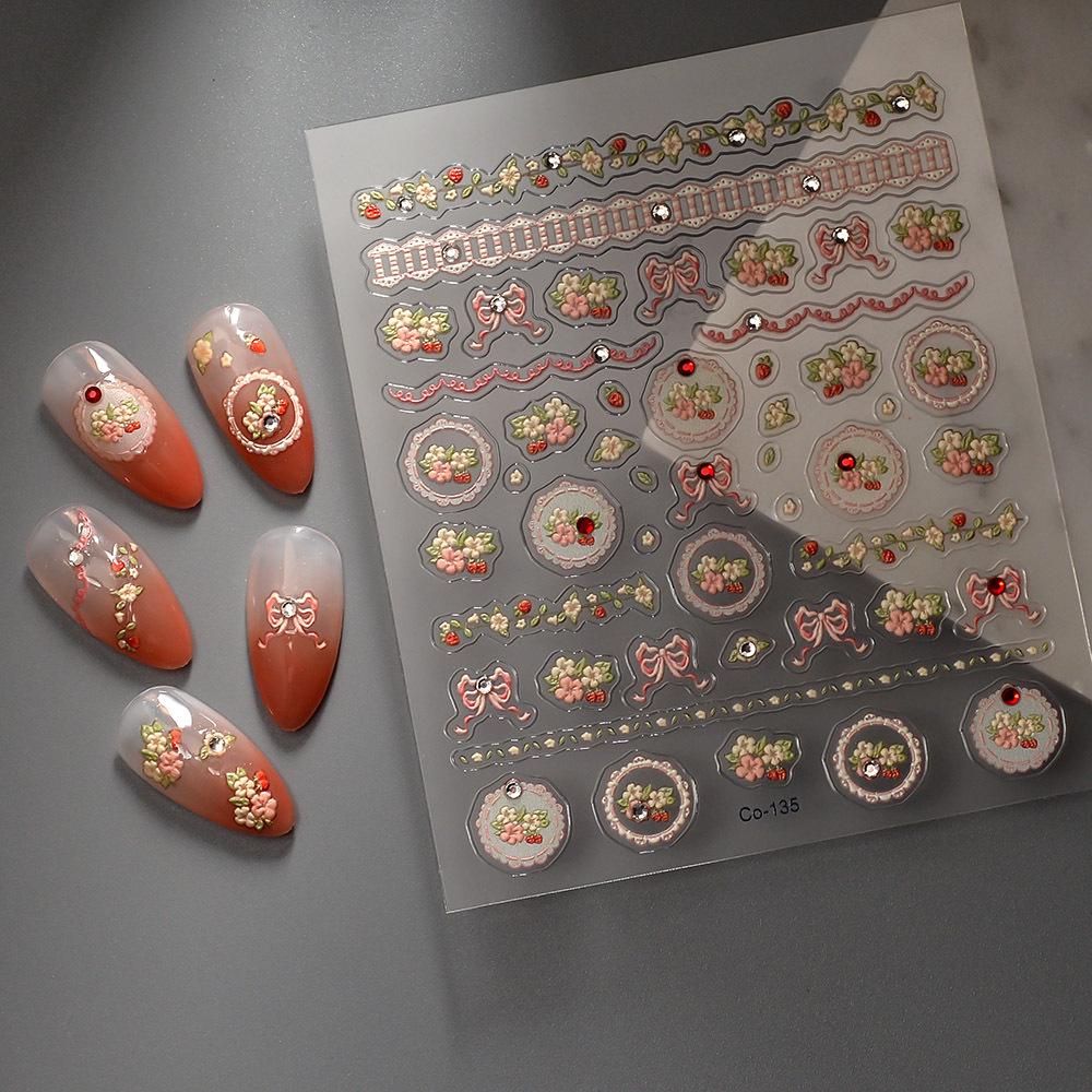 3D Rhinestone Floral Nail Stickers: Waterproof Crystal Diamond Appliques, Self-Adhesive Nail Art Decorations