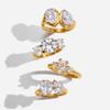 Niche high-end 18K gold, white zircon ring jewelry.