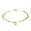 Punk 3mm Flat Snake Chain Bracelet Female Gold Color Stainless Steel Alphabet Initial Letter Charm Bracelet for Women Jewelry