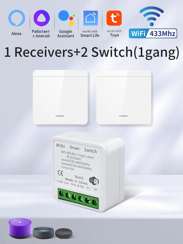 Tuya Smart WiFi 20A SwitchRF433MHz Wireless Remote Control Light Switch 1/2/3 Gang Wall Panel Voice Control Alexa Google Home