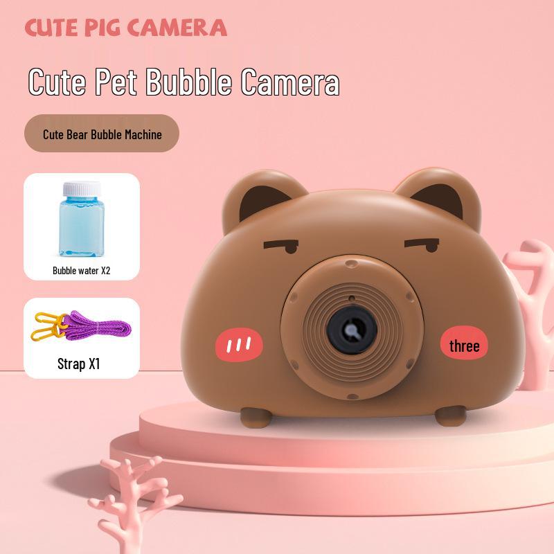 Douyin-Style Piggy Bubble Camera: Electric Cartoon Bubble Machine with Lights & Music, Automatic Bubble Blower for Kids