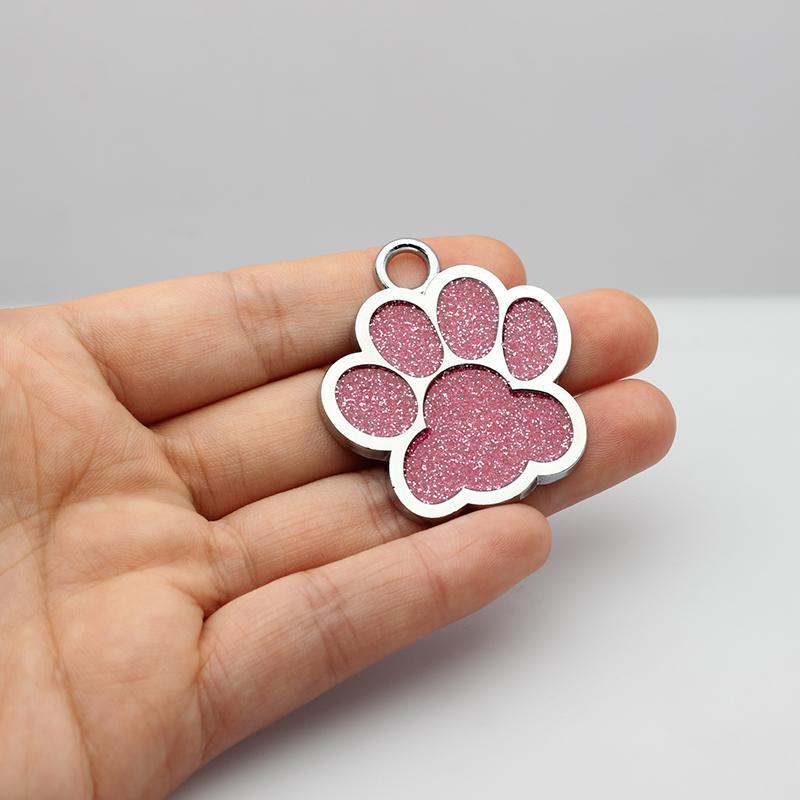 30pcs/lot 40mm Big Paw Print Pendant Charms For Jewelry Making Glitter Hang Charm DIY Keychain Pet Collar Accessories