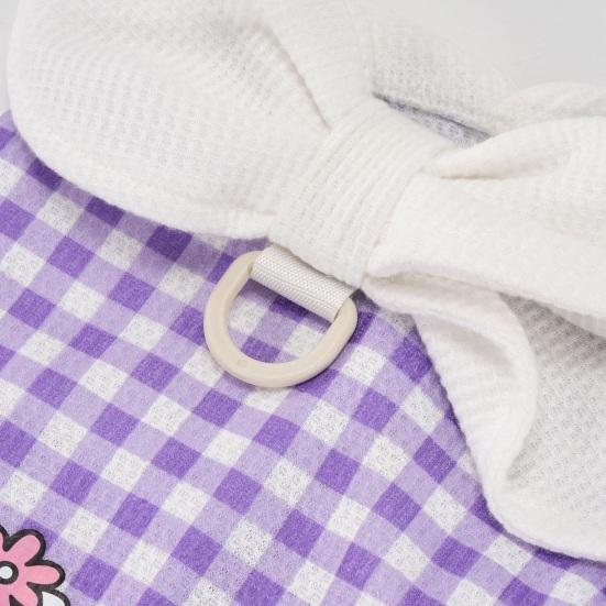 Plaid Dog T-Shirt Stylish Summer Pet Shirt with Leash Ring Washable Breathable Dog Tee Shirt for Small Dogs Puppies