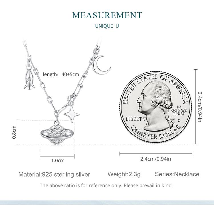 BAMOER 925 Sterling Silver Exquisite Shine Zircon Starry Sky Necklace for Women Birthday Gift Fashion Jewelry