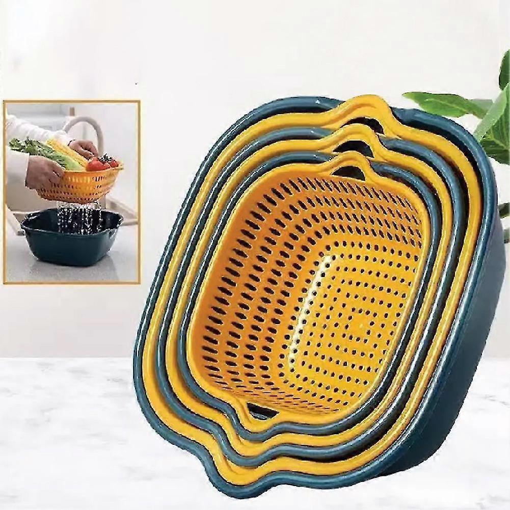 Kitchen Colander Bowl Pasta Strainer Plastic Fruit Bowl Colanders Three-Layer Draining Bowl Vegetable Washing Basket - GXCC
