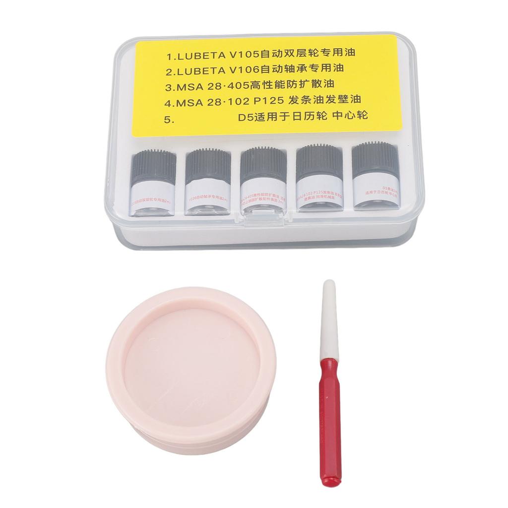 5 peças Relógio Óleo Lubrificante Sintético Ferramenta de Reparo e Manutenção Óleo Mecânico para Relógio com Caneta de Óleo
