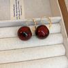 Silver Needle Ankara Red Geometric Stud Earrings Female Korean Ins Fashion Design Earrings High-end Exquisite Earrings