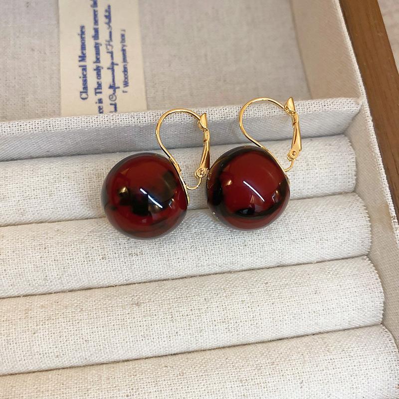 Silver Needle Ankara Red Geometric Stud Earrings Female Korean Ins Fashion Design Earrings High-end Exquisite Earrings