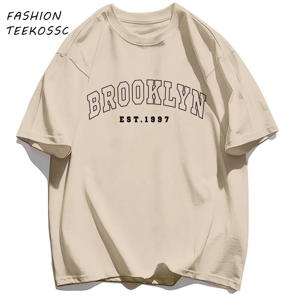 Brooklyn Est 1997 City Usa Printing Men TShirt Summer Casual T Shirts AllMatch Crewneck Tops Oversized Soft Streetwear