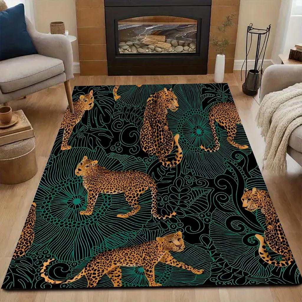Leopard Carpet Door Mat & Bathroom Mat, Custom Your Photo - Living Room & Bedroom Sofa Decoration Carpet, Non-Slip Floor Mat