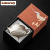 100ML Ink Painting Zhiye Roasting Stone Scoop Teapot Antique Tea Infuser Pot Tea Brewing Kettle With Strainer Tea Services Gift