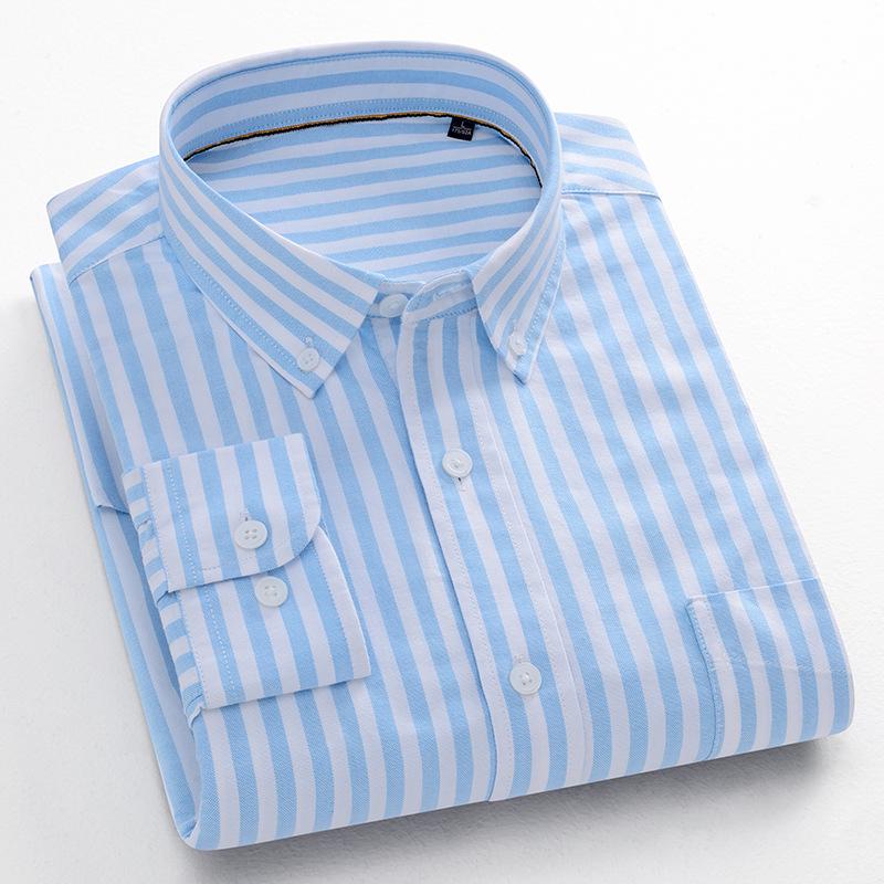 Men's All-Cotton High-End Retro Striped Shirt for Spring & Autumn