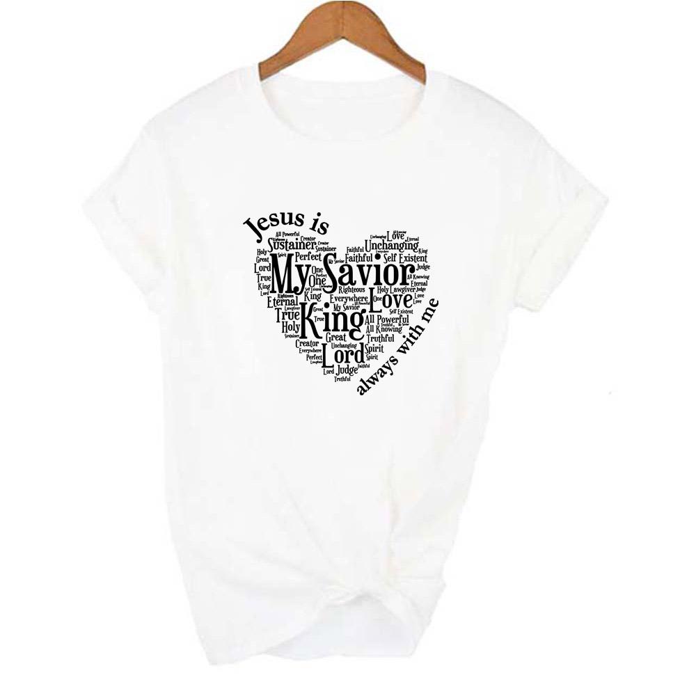 Jesus Peace Print Women T Shirt God Letter Religious Summer T Shirts Graphic Tees Female