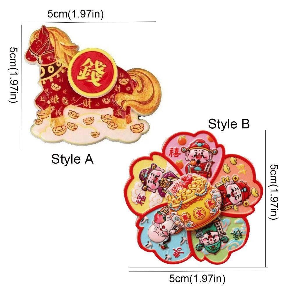 God of Wealth New Year Magnetic Sticker Cartoon Horse Year Fridge Magnets  Chinese New Year