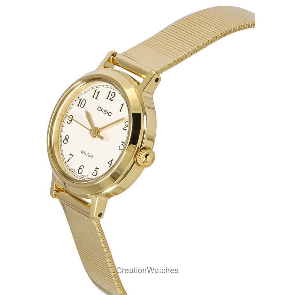 Casio Standard Analog Gold Tone Stainless Steel Cream Dial Quartz LTP-B170G-9BV Women's Watch