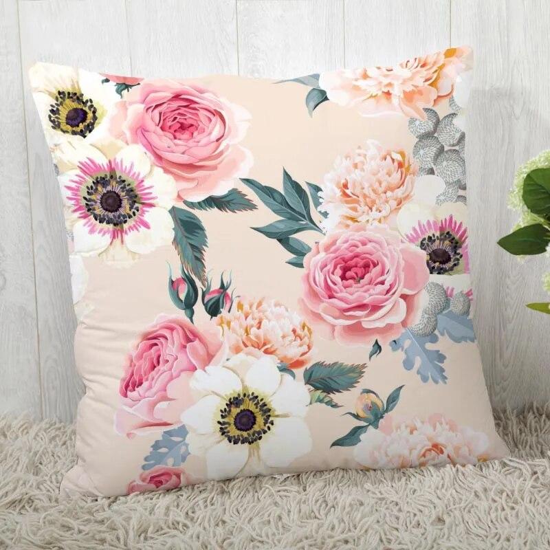 Pillowcase Flower Pattern Square  Christmas Zipper