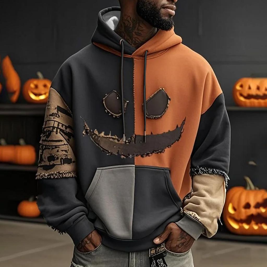 Men's Halloween Long Sleeved Casual Sports Pullover Sweatshirt