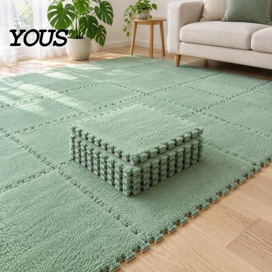 Home Decor Floor Pads Plush Puzzle Mat, Interlocking Carpet Tile, Anti Slip EVA Foam Jigsaw Play Mats Rug Squares for Bedroom Playroom Nursery Decor,