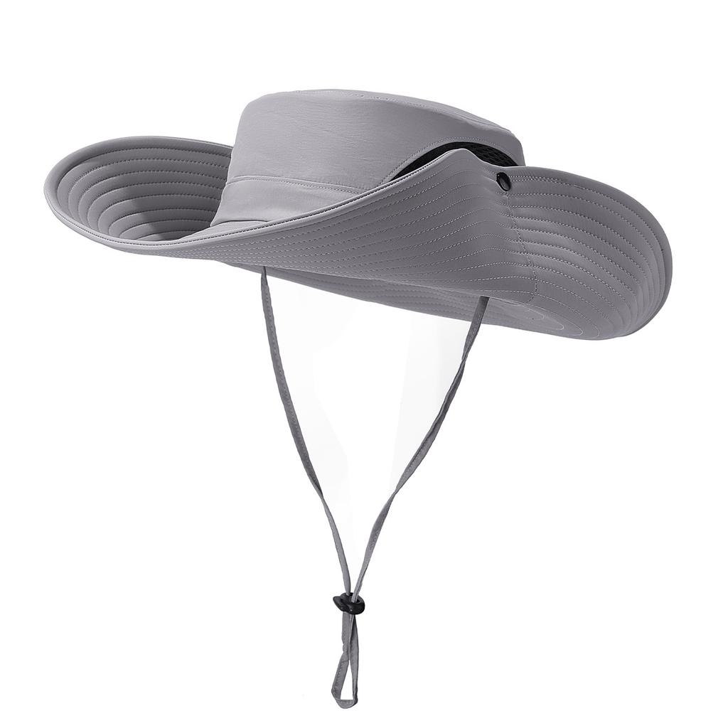 Summer New Large-Brim Solid Color Fisherman Hat Outdoor Mountaineering Hat Fashion Windproof Rope Fishing Hat Casual Sun Hat