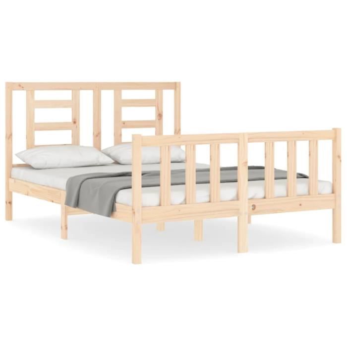 VidaXL Cadre de lit avec tête de lit 120x200 cm bois massif 3192876