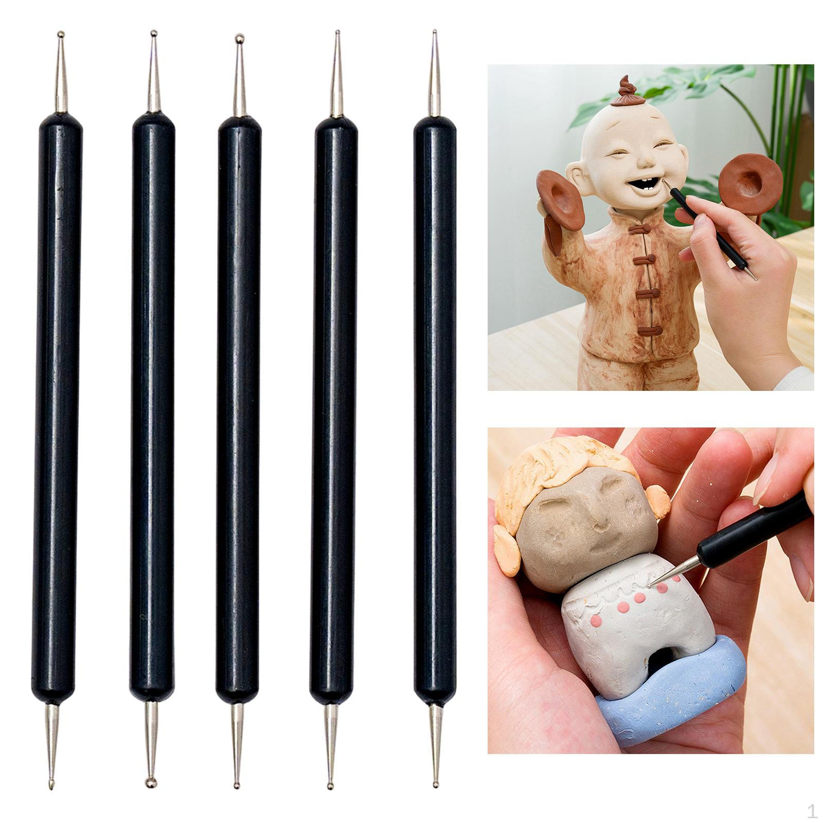 5 Pieces Embossing Tool, Double Ended DIY Modeling Ball Pottery Dotting Tools