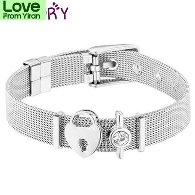 Pulseiras de Malha de Aço Inoxidável de Alta Qualidade Bangles Pingentes Heart Keeper Pulseira Para Mulher Europeia Homens Presentes Venda por Atacado